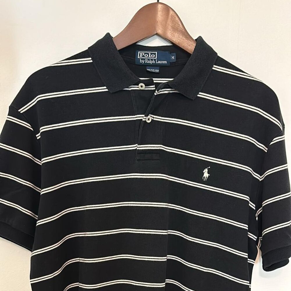 Black striped polo shirt - Men's Medium - Polo by Ralph Lauren